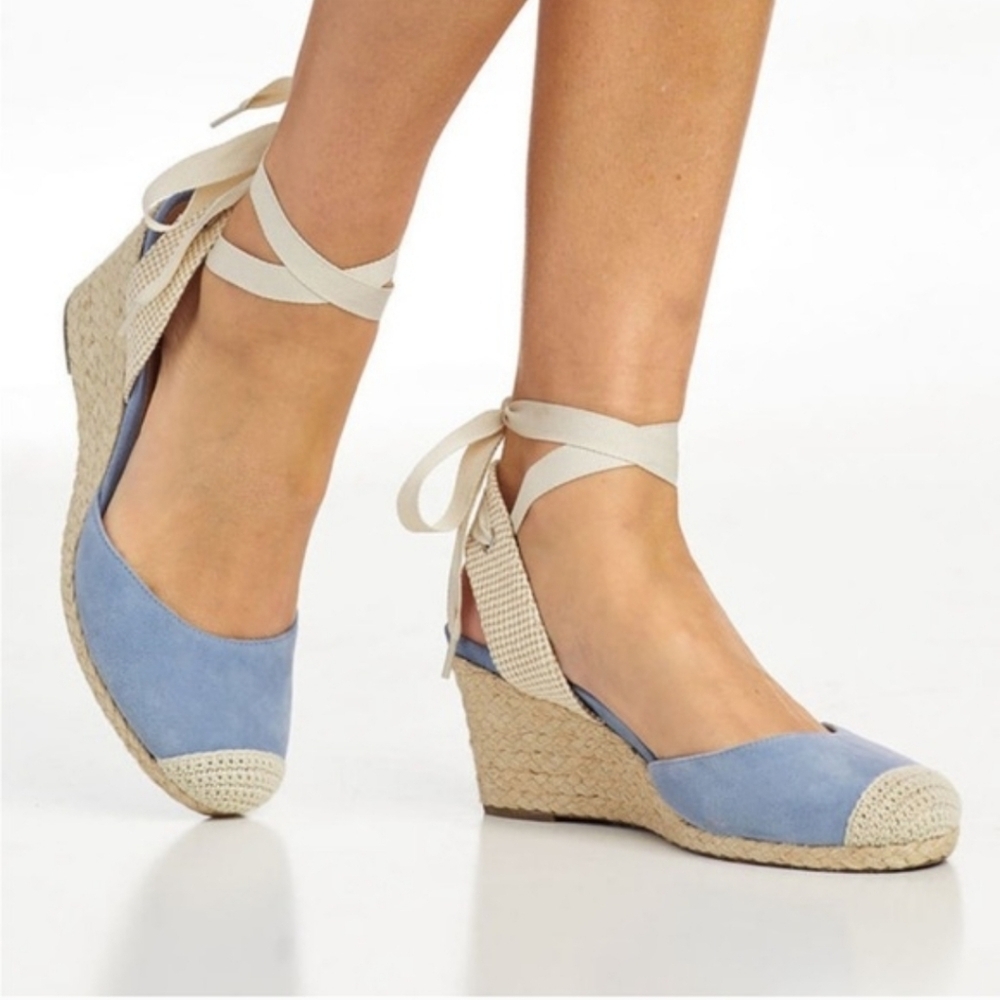 Vionic MARIS Blue Espadrille Wedge Sandals SZ 6